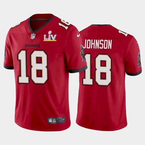 Men's Tampa Bay Buccaneers #18 Tyler Johnson Red NFL 2021 Super Bowl LV Limited Stitched Jersey Men's Tampa Bay Buccaneers #18 Tyler Johnson Red NFL 2021 Super Bowl LV Limited Stitched Jersey